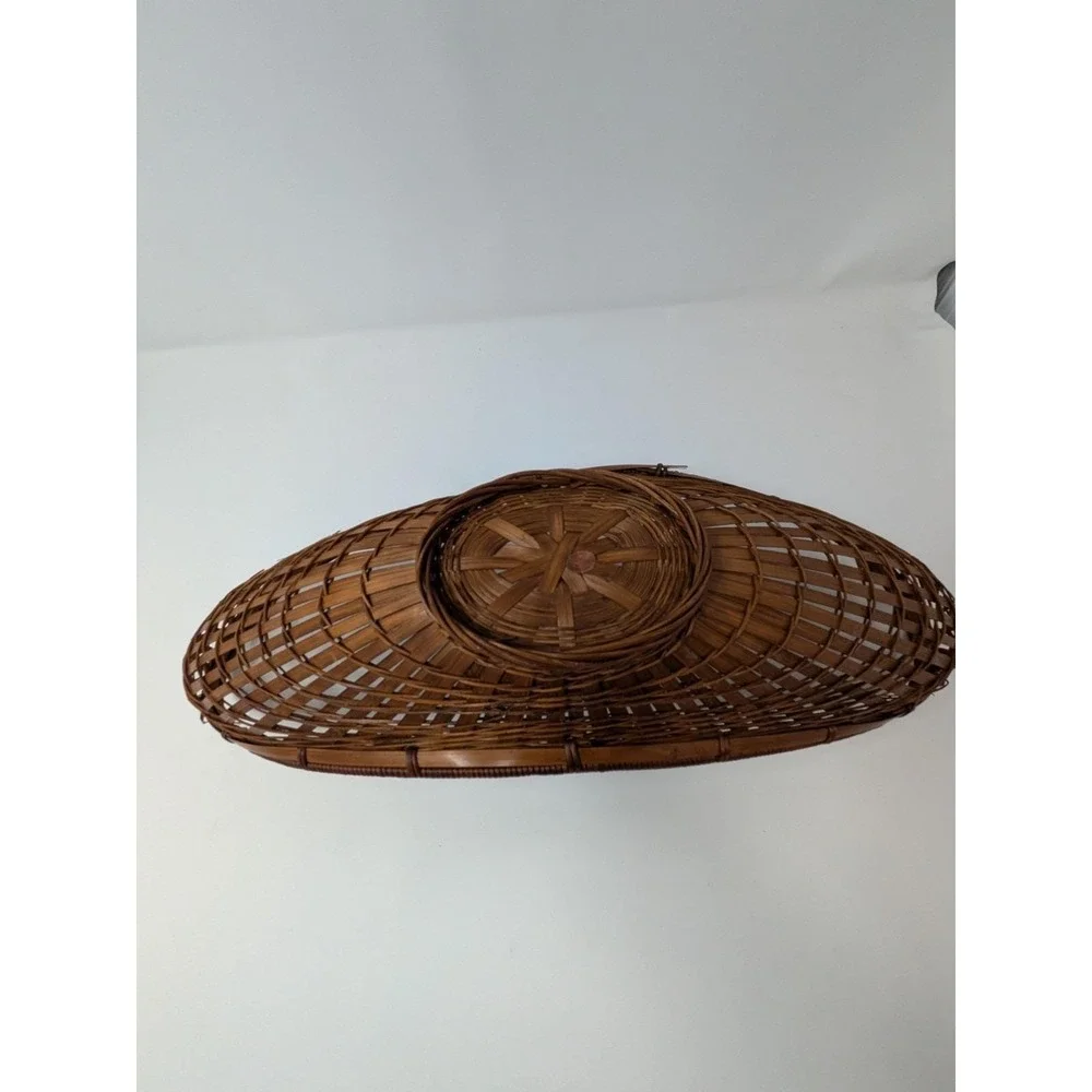 Vintage Hand Woven Basket Ikebana Boat Wicker Bread Flowers Fruit Centerpiece